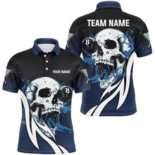 Load image into Gallery viewer, Funny Blue Billiard Skull 8 Ball Pool Custom Men Polo &amp; Quarter-Zip Shirts, Billiard Team Jerseys TDM1805