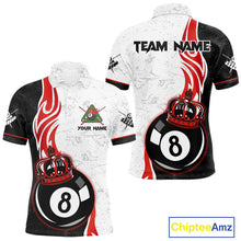 Load image into Gallery viewer, Personalized 8 Ball Pool Crown Billiard Shirt For Men Custom Pool Jersey Billiard Team Shirt |Red TDM4180