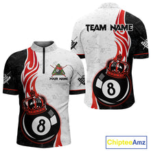 Load image into Gallery viewer, Personalized 8 Ball Pool Crown Billiard Shirt For Men Custom Pool Jersey Billiard Team Shirt |Red TDM4180