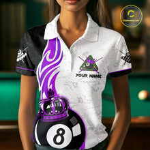 Load image into Gallery viewer, 8 Ball Pool Crown Billiard Shirt For Women Custom Pool Jersey Billiard Team Shirt |Purple TDM4181