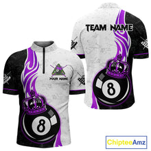 Load image into Gallery viewer, 8 Ball Pool Crown Billiard Shirt For Men Custom Pool Jersey Billiard Team Shirt |Purple TDM4181