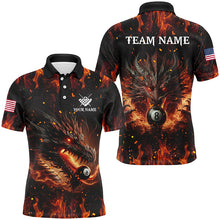 Load image into Gallery viewer, Personalized Dragon 8 Ball Pool Fire Flame Men Polo &amp; Quarter-Zip Shirts, Unique Billiard Attire TDM2008