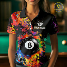 Load image into Gallery viewer, Colorful Billiard Jersey Polo &amp; 1/4 Zip For Women Custom Funny 8 Ball Pool Billiard Team Jersey TDM4575