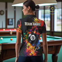 Load image into Gallery viewer, Colorful Billiard Jersey Polo &amp; 1/4 Zip For Women Custom Funny 8 Ball Pool Billiard Team Jersey TDM4575