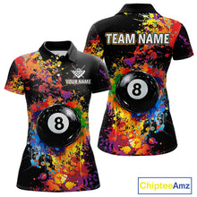 Load image into Gallery viewer, Colorful Billiard Jersey Polo &amp; 1/4 Zip For Women Custom Funny 8 Ball Pool Billiard Team Jersey TDM4575