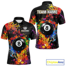 Load image into Gallery viewer, Colorful Billiard Jersey Polo &amp; 1/4 Zip For Men Custom Funny 8 Ball Pool Billiard Team Jersey TDM4575
