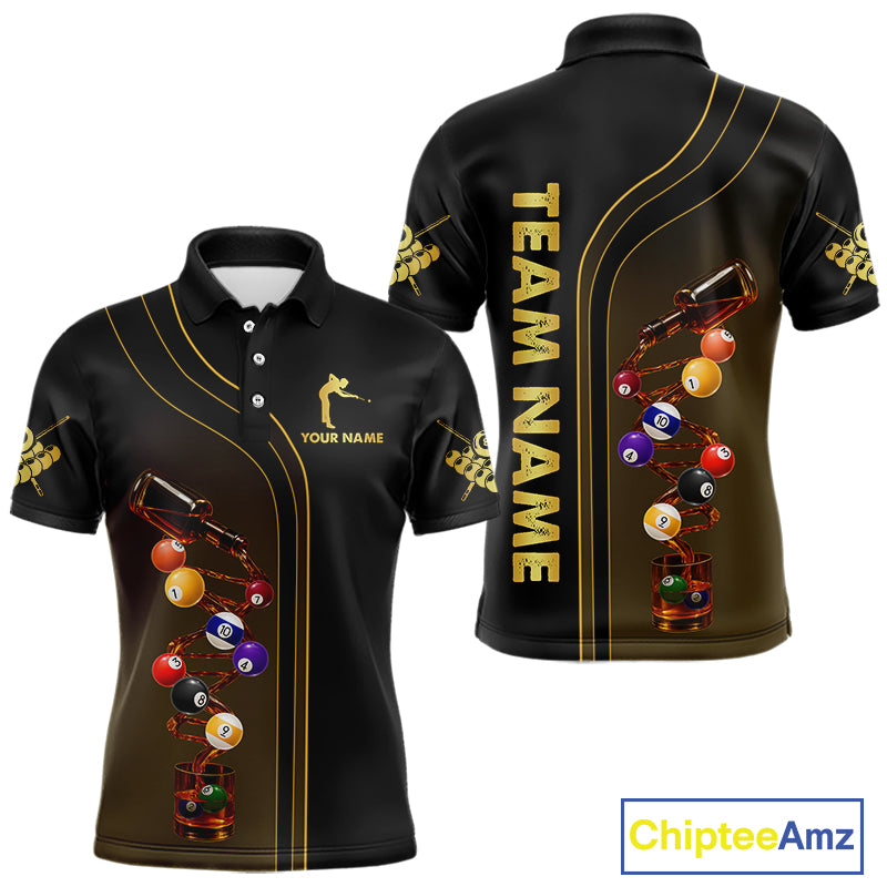 Funny DNA Wine Billiard Shirt For Men Custom Pool Team Shirts, Billiard Jersey Polo & Zip |Yellow TDM5193