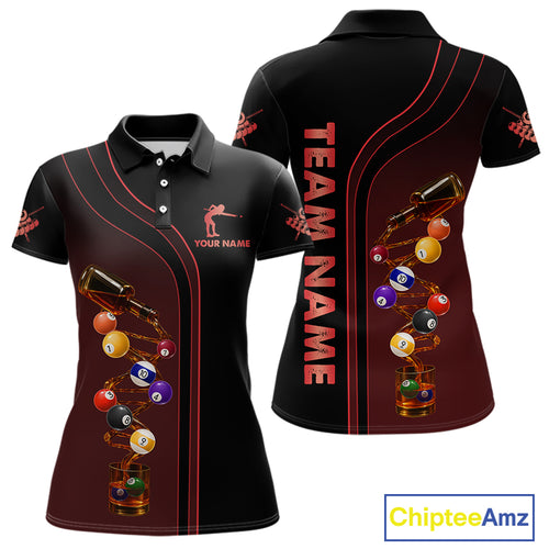 Funny DNA Wine Billiard Shirt For Women Custom Pool Team Shirts, Billiard Jersey Polo & 1/4 Zip|Red TDM5194