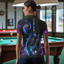 Load image into Gallery viewer, Personalized Blue Purple  Flaming 3D Panther Billiard Shirts For Women, Cool Team Billiard Jerseys TDM5196