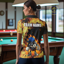 Load image into Gallery viewer, Personalized Billiard Flame Funny 8 Ball Pool Polo &amp; 1/4 Zip For Women Custom Billiard Team Jersey TDM5201
