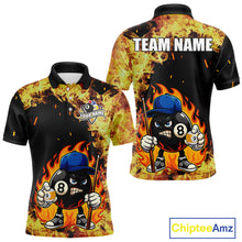 Load image into Gallery viewer, Personalized Billiard Flame Funny 8 Ball Pool Polo &amp; 1/4 Zip For Men Custom Billiard Team Jersey TDM5201