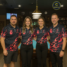 Load image into Gallery viewer, Custom Crown 8 Ball Billiard Shirt For Men, Black And Red Pool Team Jersey Polo &amp; Quarter Zip TDM5458