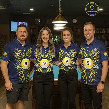 Personalized Tribal Flame 9 Ball Billiard Shirt For Women Custom 9 Ball Pool Team Jersey TDM5712