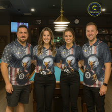Load image into Gallery viewer, Personalized 8 Ball &amp; 9 Ball Vintage American Flag Eagle Billiard Shirt For Men, Pool Team Jersey TDM5720
