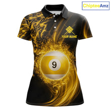 Load image into Gallery viewer, Personalized Lightning 9 Ball Billiard Shirt For Women, 9 Ball Pool Team Jersey Polo &amp; 1/4 Zip TDM5924
