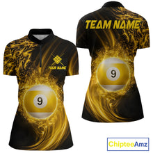Load image into Gallery viewer, Personalized Lightning 9 Ball Billiard Shirt For Women, 9 Ball Pool Team Jersey Polo &amp; 1/4 Zip TDM5924