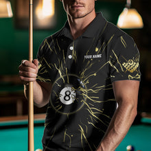 Load image into Gallery viewer, Personalized Dark Strike Looms 8 Ball Billiard Shirts For Men, Funny Billiard Pool Jerseys |Gold TDM3722