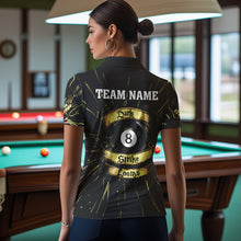 Load image into Gallery viewer, Personalized Dark Strike Looms 8 Ball Billiard Shirts For Women, Funny Billiard Pool Jerseys |Gold TDM3722