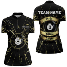 Load image into Gallery viewer, Personalized Dark Strike Looms 8 Ball Billiard Shirts For Women, Funny Billiard Pool Jerseys |Gold TDM3722