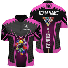 Load image into Gallery viewer, Personalized Pink Jerseys Billiard Balls Men Polo &amp; 1/4 Zip Shirts Custom 3D Pool League Shirts TDM1611