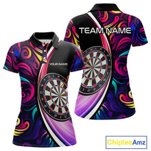 Load image into Gallery viewer, Funny Colorful Neon Swirl Pattern Custom Dart Shirts For Women, Team Polo &amp; Quarter Zip Dart Jerseys TDM3994