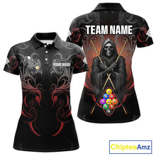Load image into Gallery viewer, Personalized 9 Ball Tribal Billiard Shirts For Women Custom Grim Reaper 9 Ball Pool Team Jerseys TDM4184