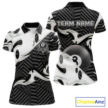 Load image into Gallery viewer, Personalized White Black 3D 8 Ball Billiards Pool Shirts For Women Custom Billiard Team Jerseys TDM5722
