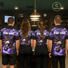 Load image into Gallery viewer, Purple Flaming Eagle 8 Ball Pool Billiard Shirt For Women Custom American Flag Billiard Team Jersey TDM5728