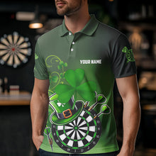 Load image into Gallery viewer, Green Luckiest Shamrock 3D Dartboard Men Dart Shirts Custom St Patrick Day Dart Shirts Team Jerseys TDM3570