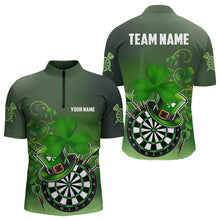 Load image into Gallery viewer, Green Luckiest Shamrock 3D Dartboard Men Dart Shirts Custom St Patrick Day Dart Shirts Team Jerseys TDM3570