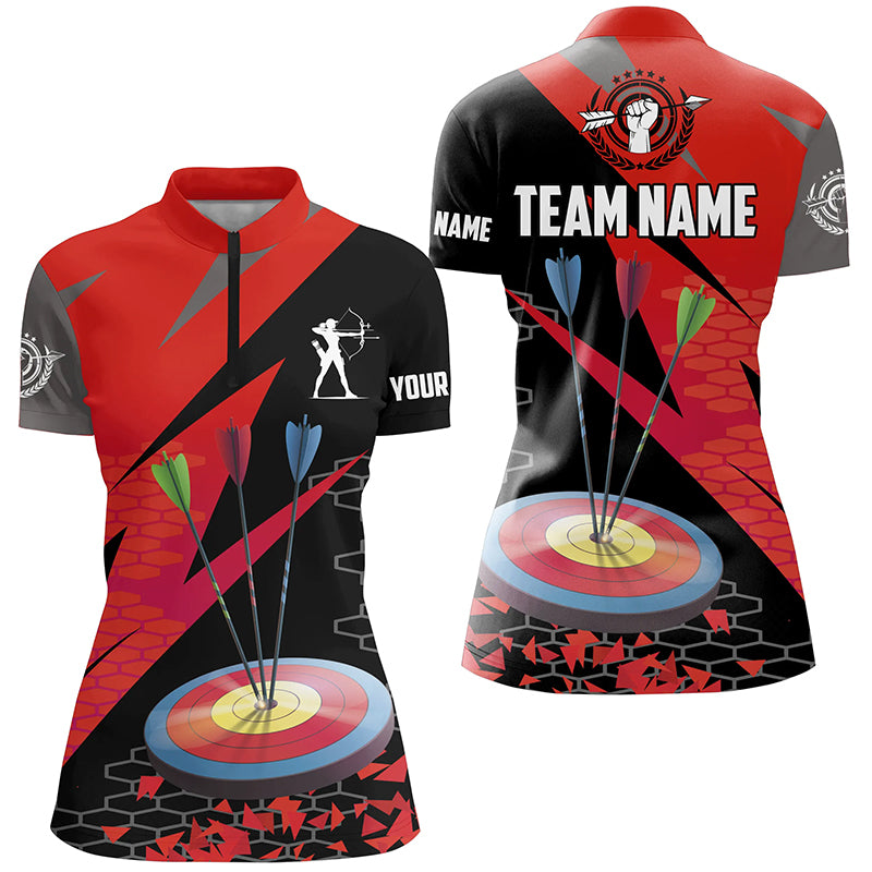 Personalized Archery Arrows 3d Women Quarter-Zip Shirts, Hunting Bow Archery Jerseys Shirts |Red TDM1235