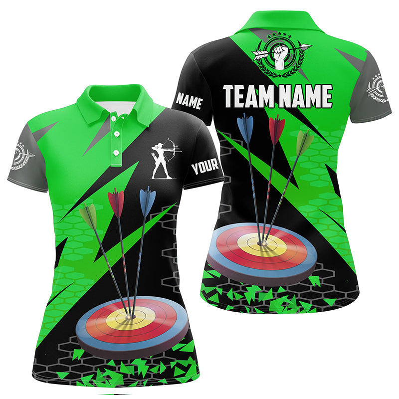 Personalized Archery Arrows 3d Polo Shirts For Women Custom Hunting Bow Archery Jerseys Shirts |Green TDM1237
