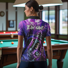 Load image into Gallery viewer, Grim Reaper Purple Galaxy Thunder Lightning Billiard Shirt For Women Custom 8 Ball Billiard Jersey TDM3725