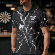 Load image into Gallery viewer, Personalized Black White Darts Arrow Thunder Lightning Dart Shirt For Men Custom Eagle Dart Jerseys TDM3730