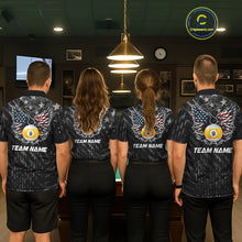 Load image into Gallery viewer, Black US Flag 9 Ball Pool Wings Billiard Shirt For Men Custom Billiard Team Jersey Polo &amp; 1/4 Zip TDM6340