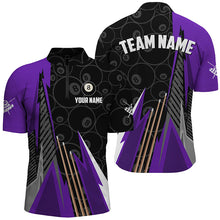 Load image into Gallery viewer, Personalized Black Purple Billiard Pattern Men Polo &amp; 1/4 Zip Shirts, Billiard Team Jersey Uniform TDM1614