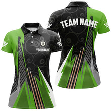 Load image into Gallery viewer, Personalized Black Green Billiard Pattern Women Polo &amp; 1/4 Zip Shirts, Billiard Team Jersey Uniform TDM1615