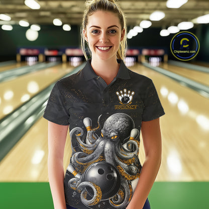 Personalized Funny Octopus Bowling Jersey For Women Custom Bowling Team Shirts Polo & Quarter Zip TDM6518