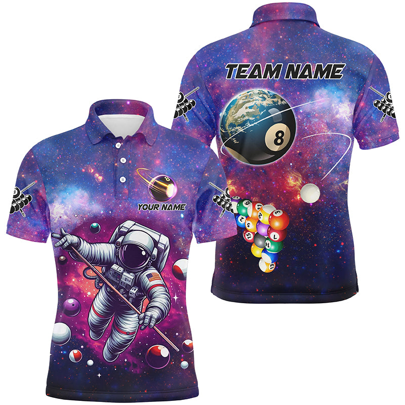 Blue And Purple Galaxy Astronaut Billiard Balls Jerseys For Men Custom 3D Funny Billiard Shirts TDM2024