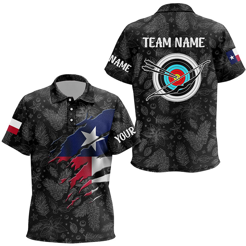 Personalized Funny Christmas Texas Archery Polo Shirts For Patriot, Archery Kid Christmas Shirts TDM0580