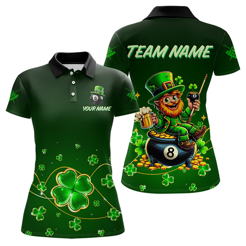 Personalized Funny Green Luckiest Shamrock Women Billiard Shirt Custom St Patrick Day Billiard Jersey TDM3426