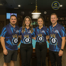 Load image into Gallery viewer, Blue Funny 8 Ball Pool Crown Neon Billiard Shirt For Women Custom Billiard Team Jersey Polo, 1/4 Zip TDM5737