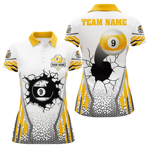 Personalized Funny 9 Ball Pool Women Billiard Polo Shirts Custom 9 Ball Billiard Jerseys Attire TDM1242