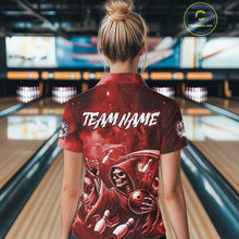 Load image into Gallery viewer, Funny Red Grim Reaper Galaxy Bowling Shirt For Women Custom Bowling Team Jersey Polo &amp; 1/4 Zip TDM6078