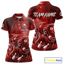 Load image into Gallery viewer, Funny Red Grim Reaper Galaxy Bowling Shirt For Women Custom Bowling Team Jersey Polo &amp; 1/4 Zip TDM6078