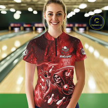 Load image into Gallery viewer, Funny Red Grim Reaper Galaxy Bowling Shirt For Women Custom Bowling Team Jersey Polo &amp; 1/4 Zip TDM6078