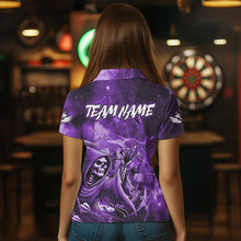 Load image into Gallery viewer, Purple Grim Reaper Dart Shirt With Pocket Option For Women Custom Darts Jersey TDM6083