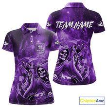 Load image into Gallery viewer, Purple Grim Reaper Dart Shirt With Pocket Option For Women Custom Darts Jersey TDM6083