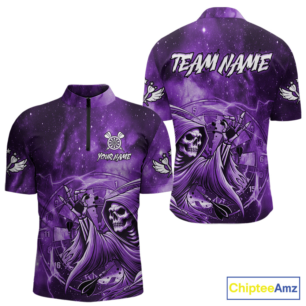 Purple Grim Reaper Dart Shirt With Pocket Option For Men Custom Darts Jersey TDM6083