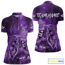 Load image into Gallery viewer, Purple Grim Reaper Dart Shirt With Pocket Option For Women Custom Darts Jersey TDM6083